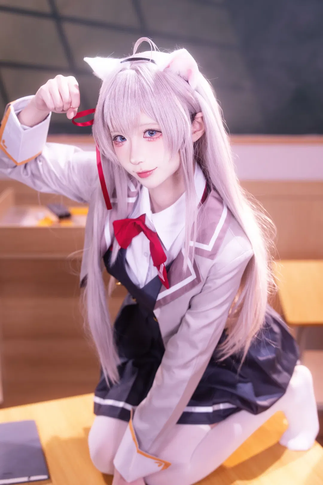【艾莉同学cos】质感制服与兽耳的教室日常 - 第 5 张