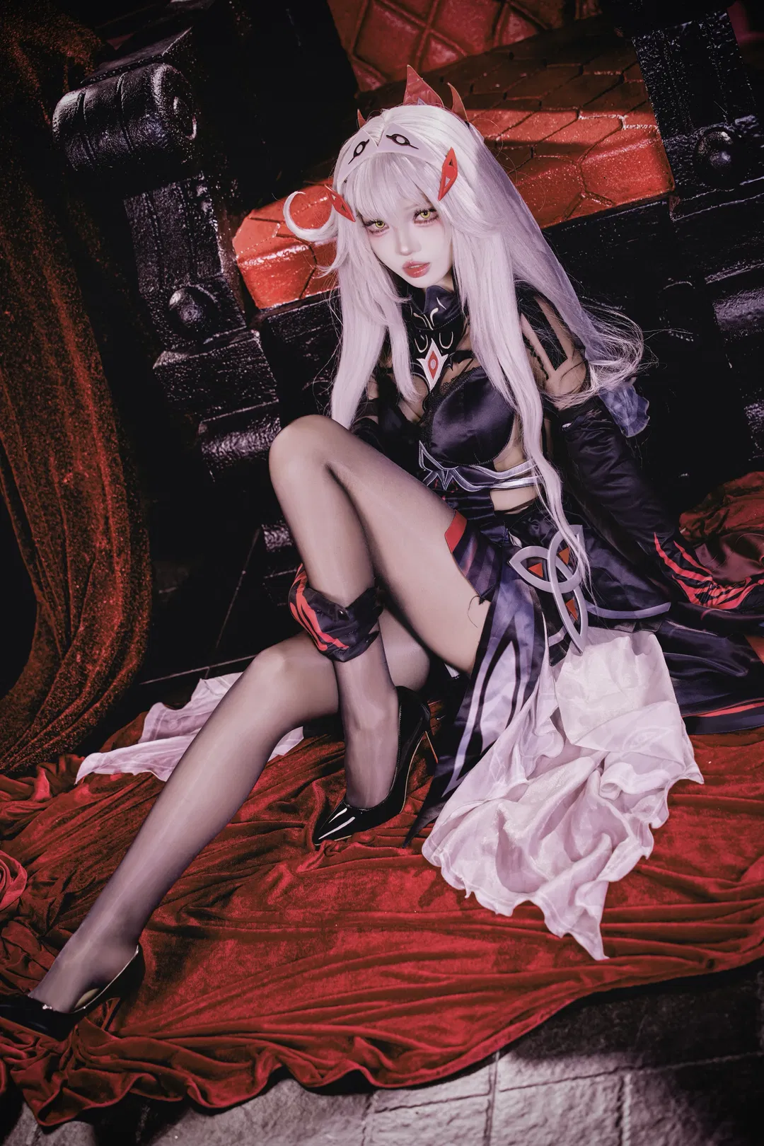 【若娜瓦cos】原神 红黑哥特风的暗夜女王 - 第 1 张