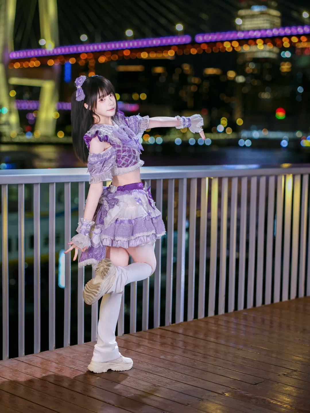 夜空中最闪亮的星，紫白打歌服夜景写真 - 第 2 张