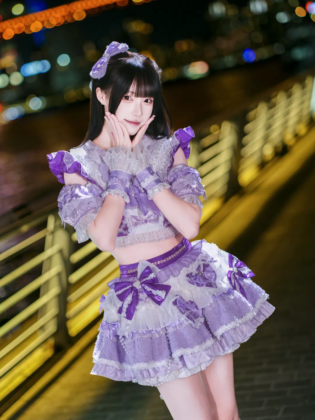 夜空中最闪亮的星，紫白打歌服夜景写真 - 第 5 张