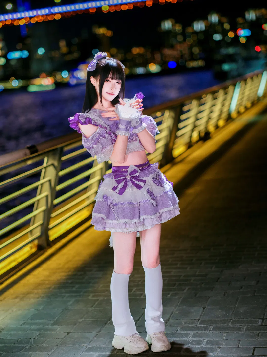 夜空中最闪亮的星，紫白打歌服夜景写真 - 第 6 张