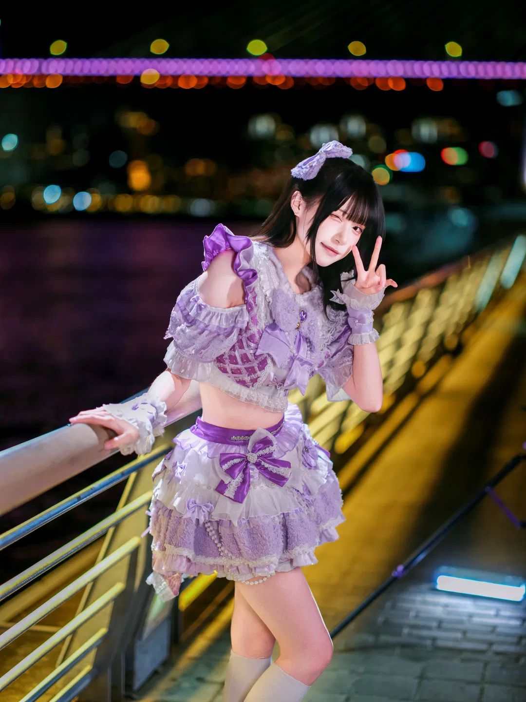 夜空中最闪亮的星，紫白打歌服夜景写真 - 第 7 张