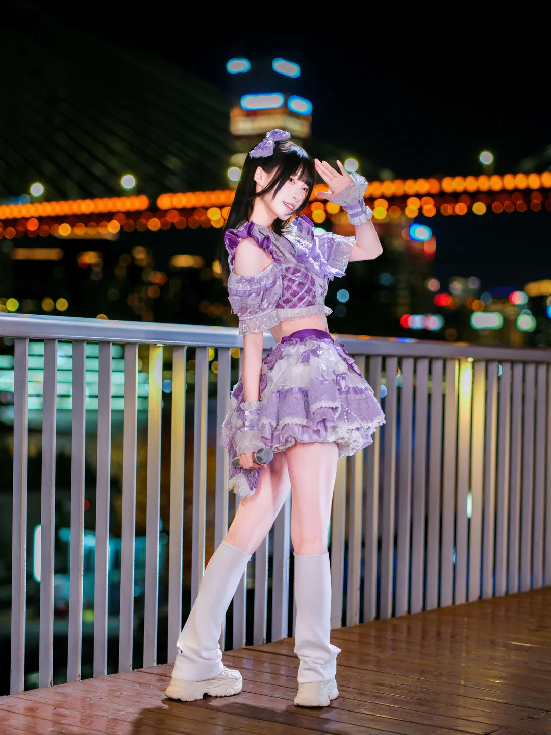 夜空中最闪亮的星，紫白打歌服夜景写真 - 第 8 张