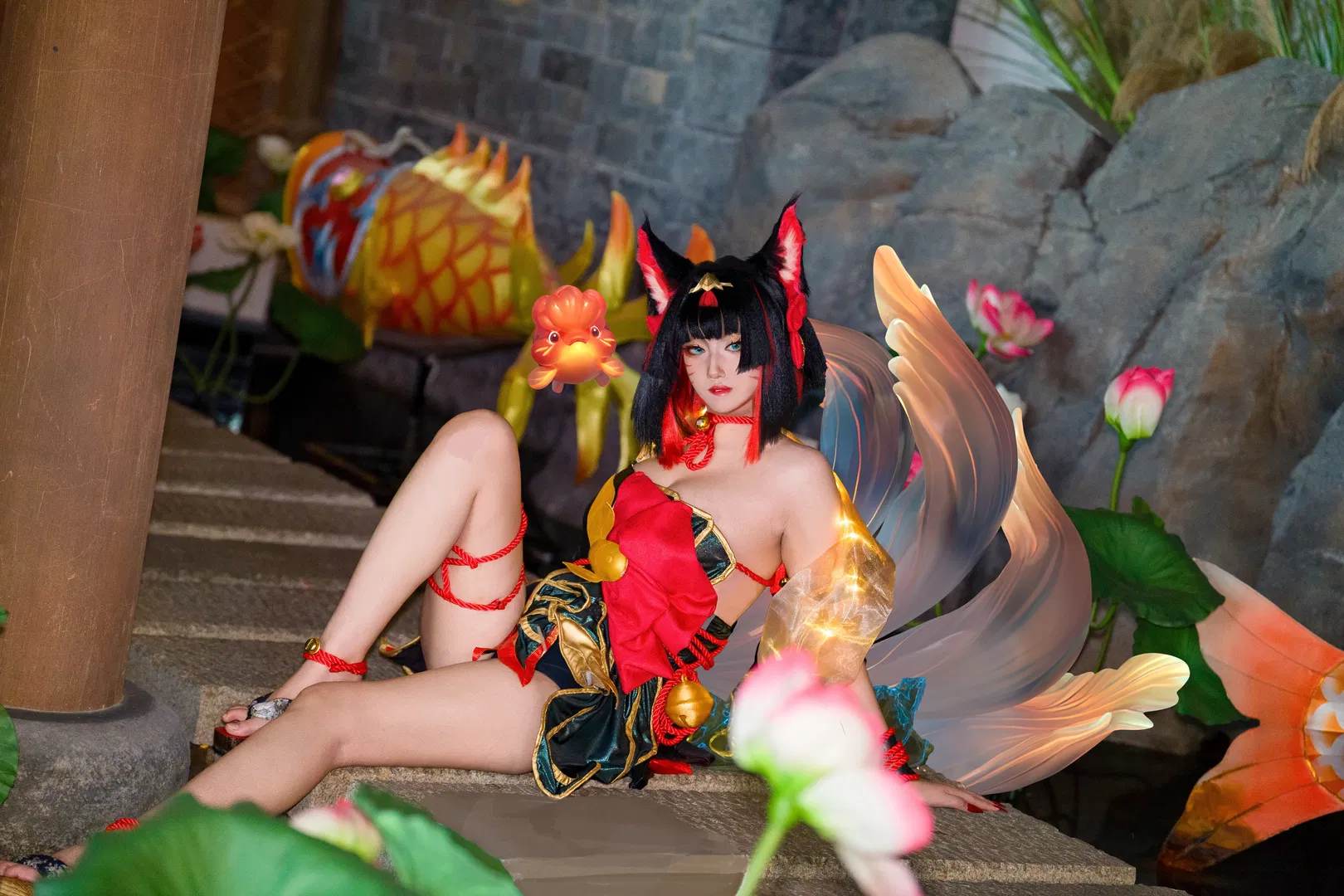 【阿狸cos】英雄联盟灵魂莲华，金鱼枫姬造型自制分享 - 第 3 张