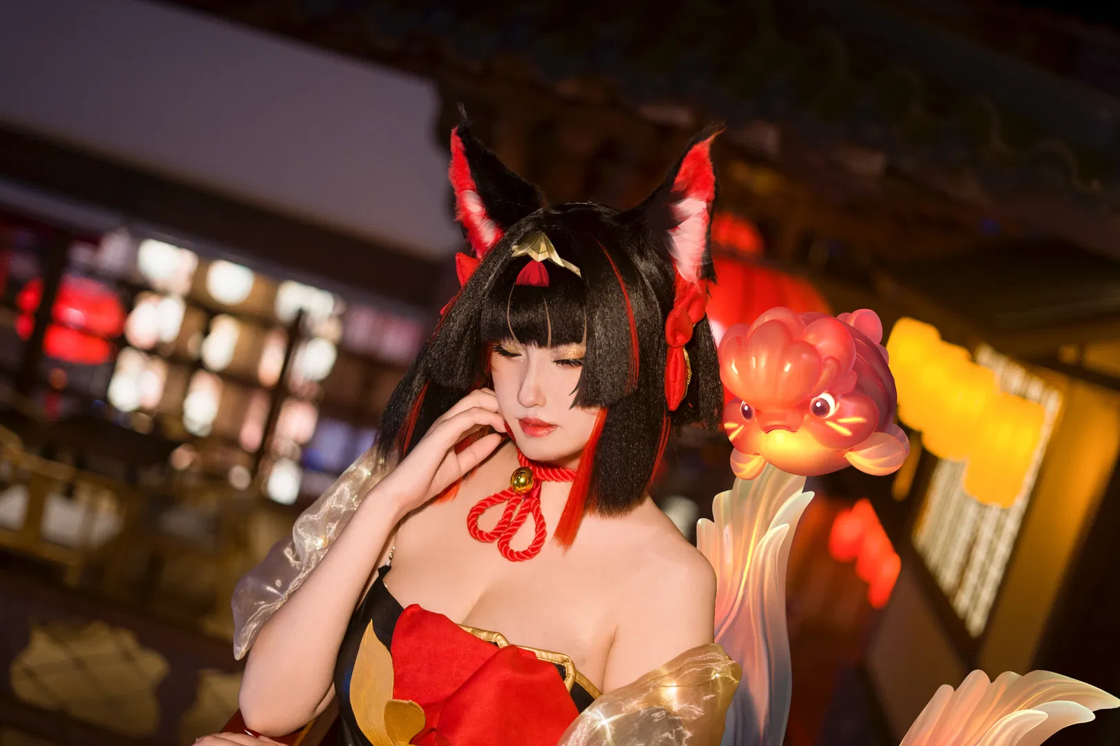 【阿狸cos】英雄联盟灵魂莲华，金鱼枫姬造型自制分享 - 第 5 张