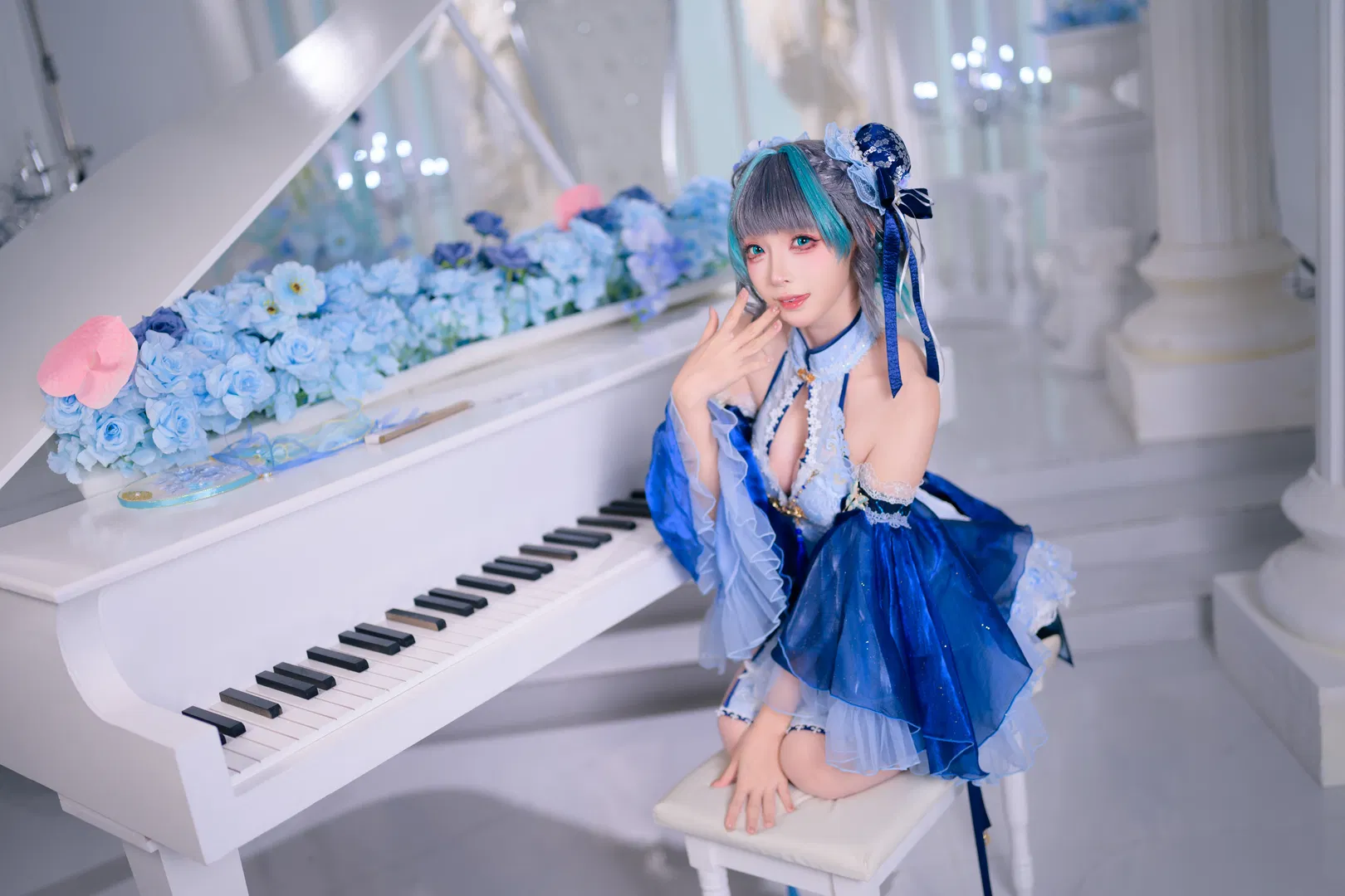 【柴郡cos】碧藍航線柴郡，白鋼琴與藍玫瑰的夢幻邂逅 - 第 8 張