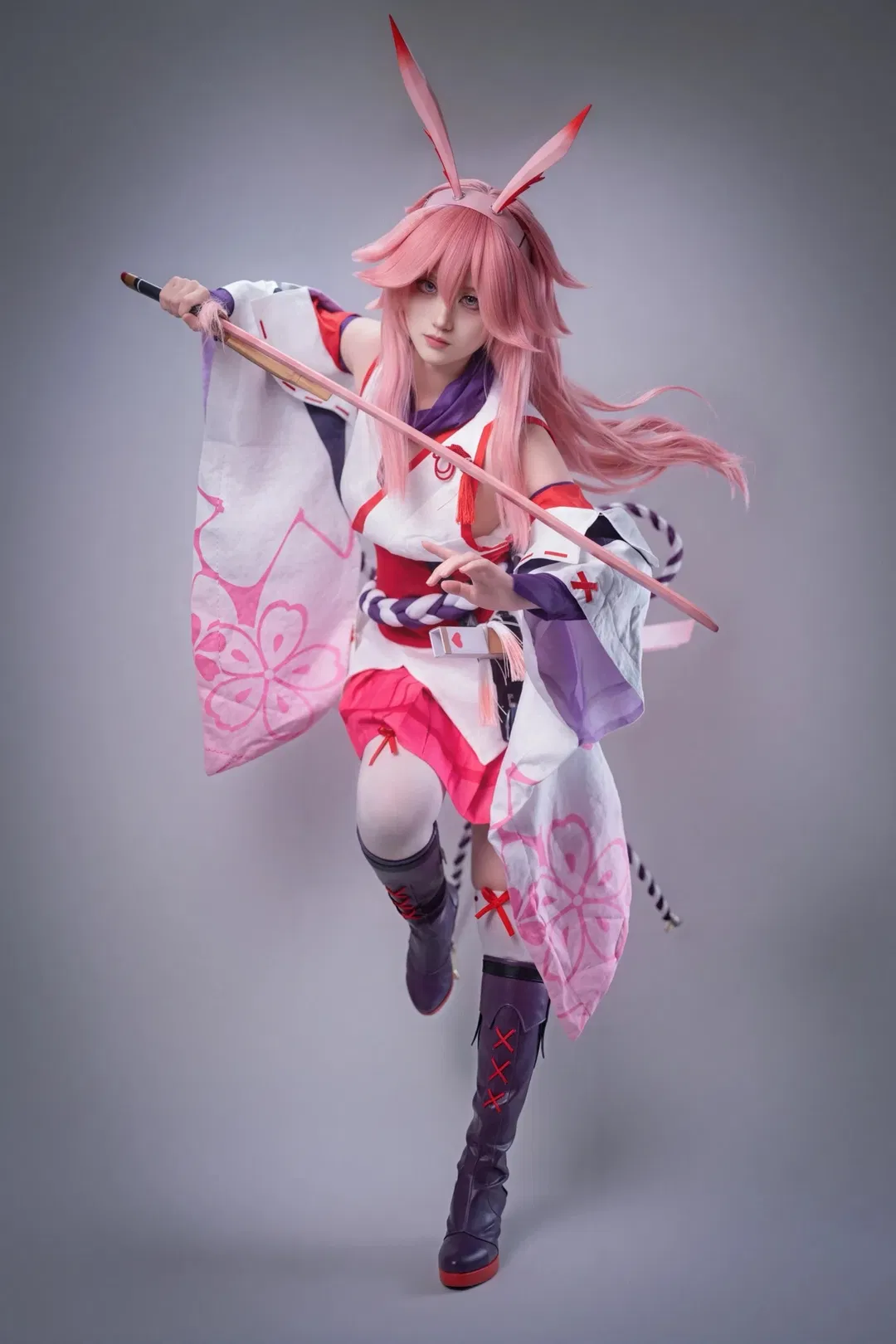 【八重樱cos】崩坏3逆神巫女的白棚拍摄记录 - 第 1 张