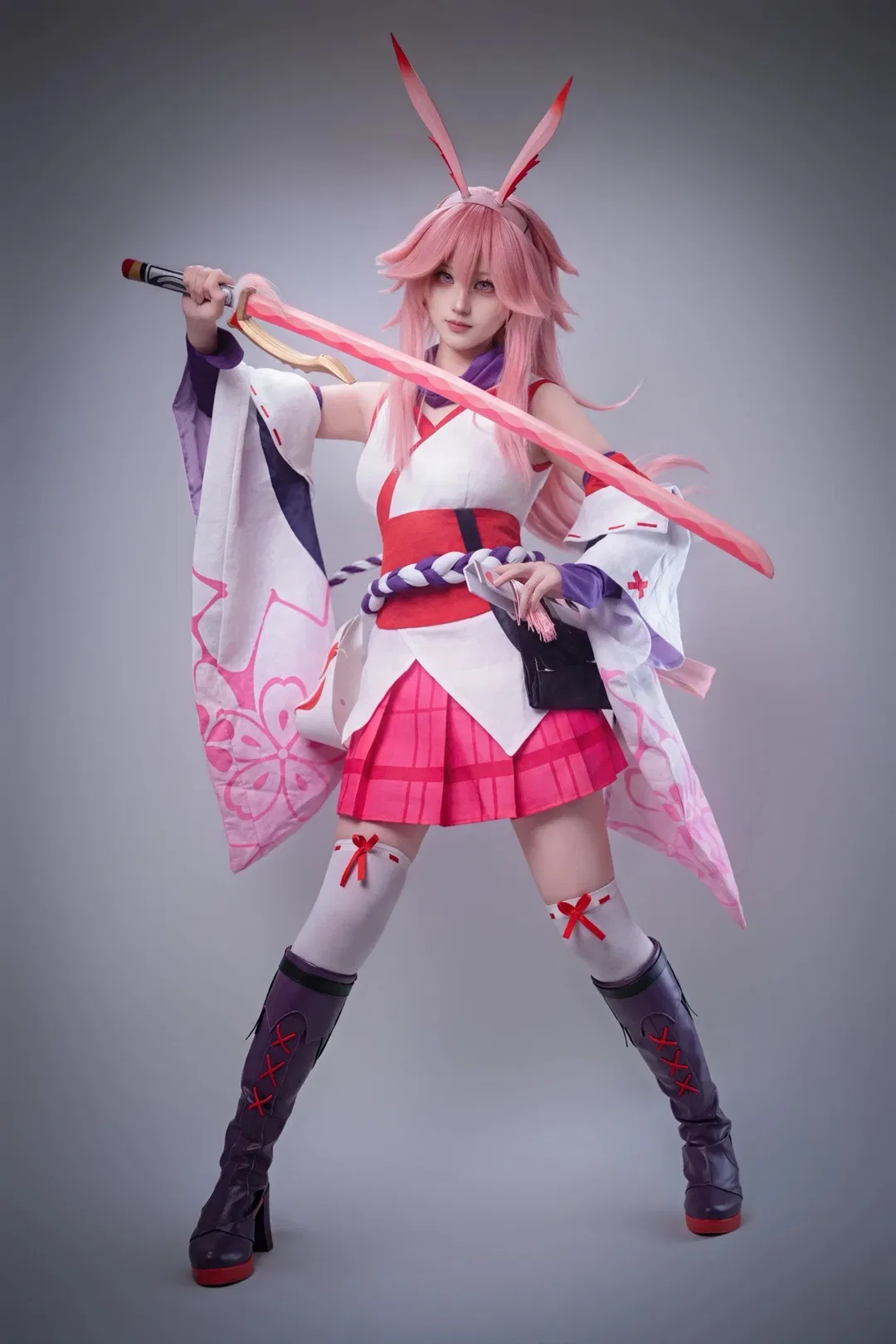 【八重樱cos】崩坏3逆神巫女的白棚拍摄记录 - 第 2 张