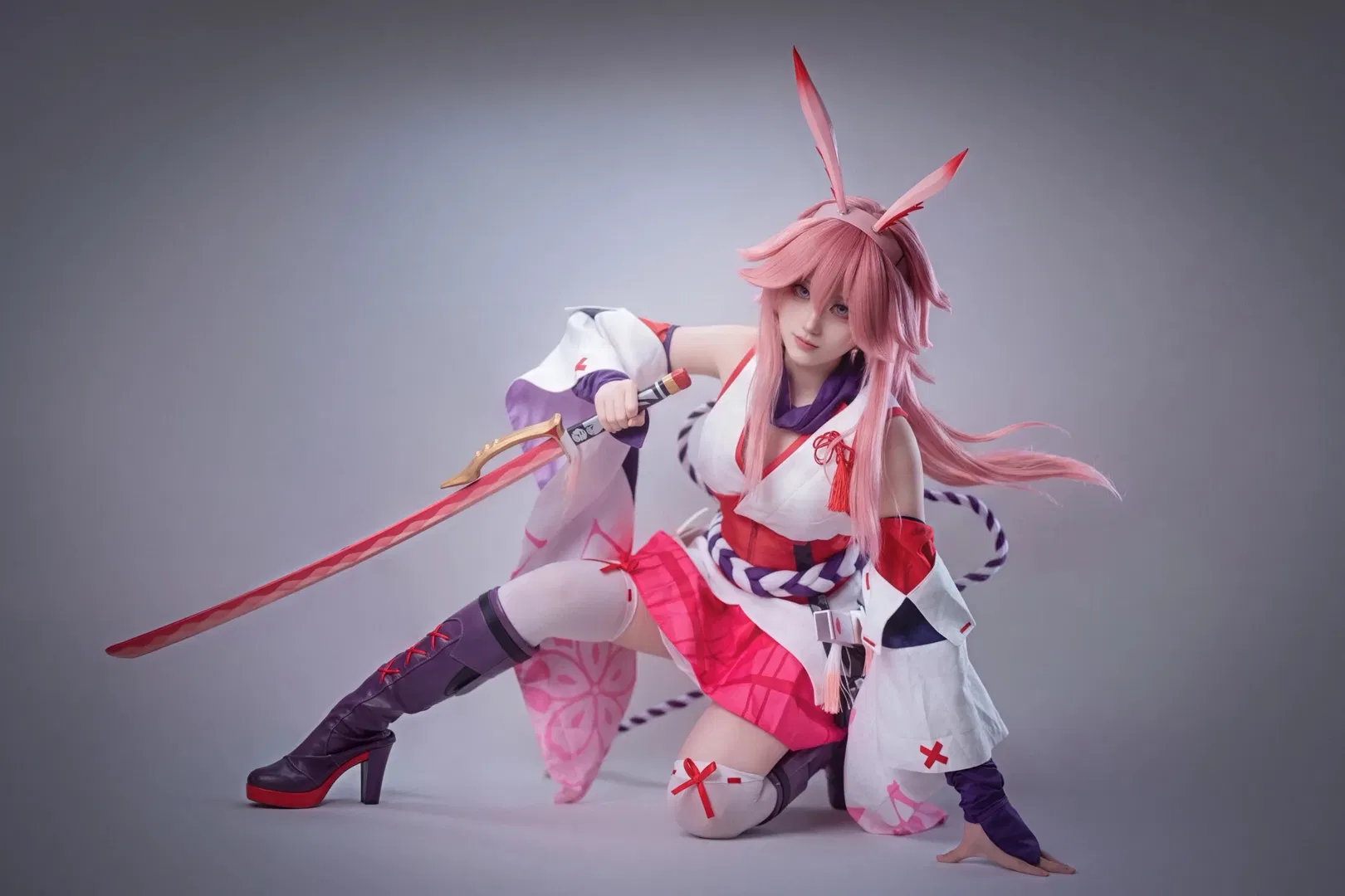 【八重樱cos】崩坏3逆神巫女白棚拍摄记录 - 第 2 张
