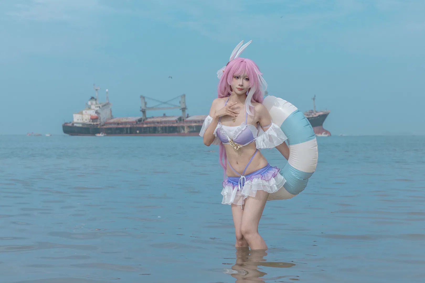 【爱莉希雅cos】海边泳装与粉色长发的夏日拍摄记录 - 第 2 张