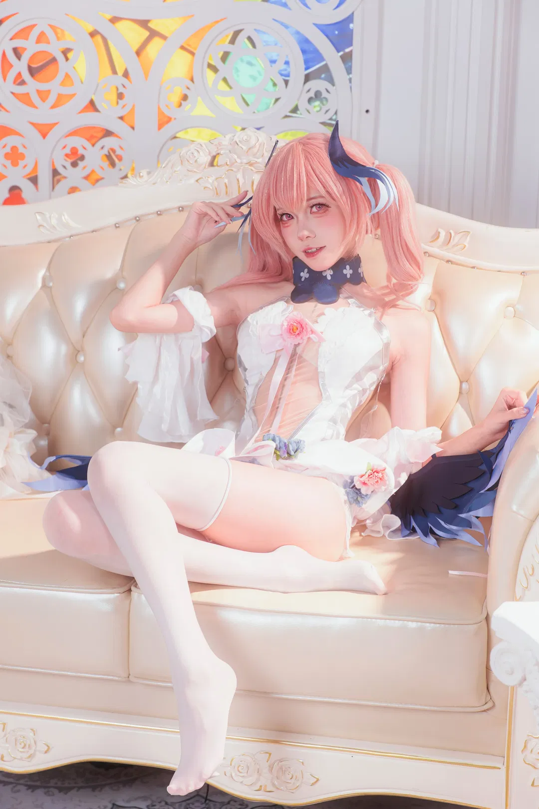 【下江小春cos】蔚藍檔案裡的粉色雙馬尾小惡魔 - 第 2 張