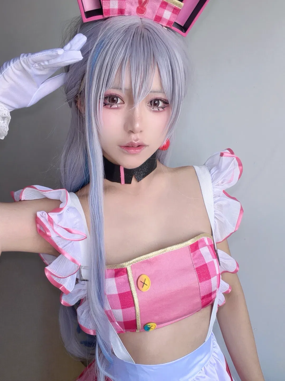 【宫永野乃花cos】梦限大的粉白格子甜心
