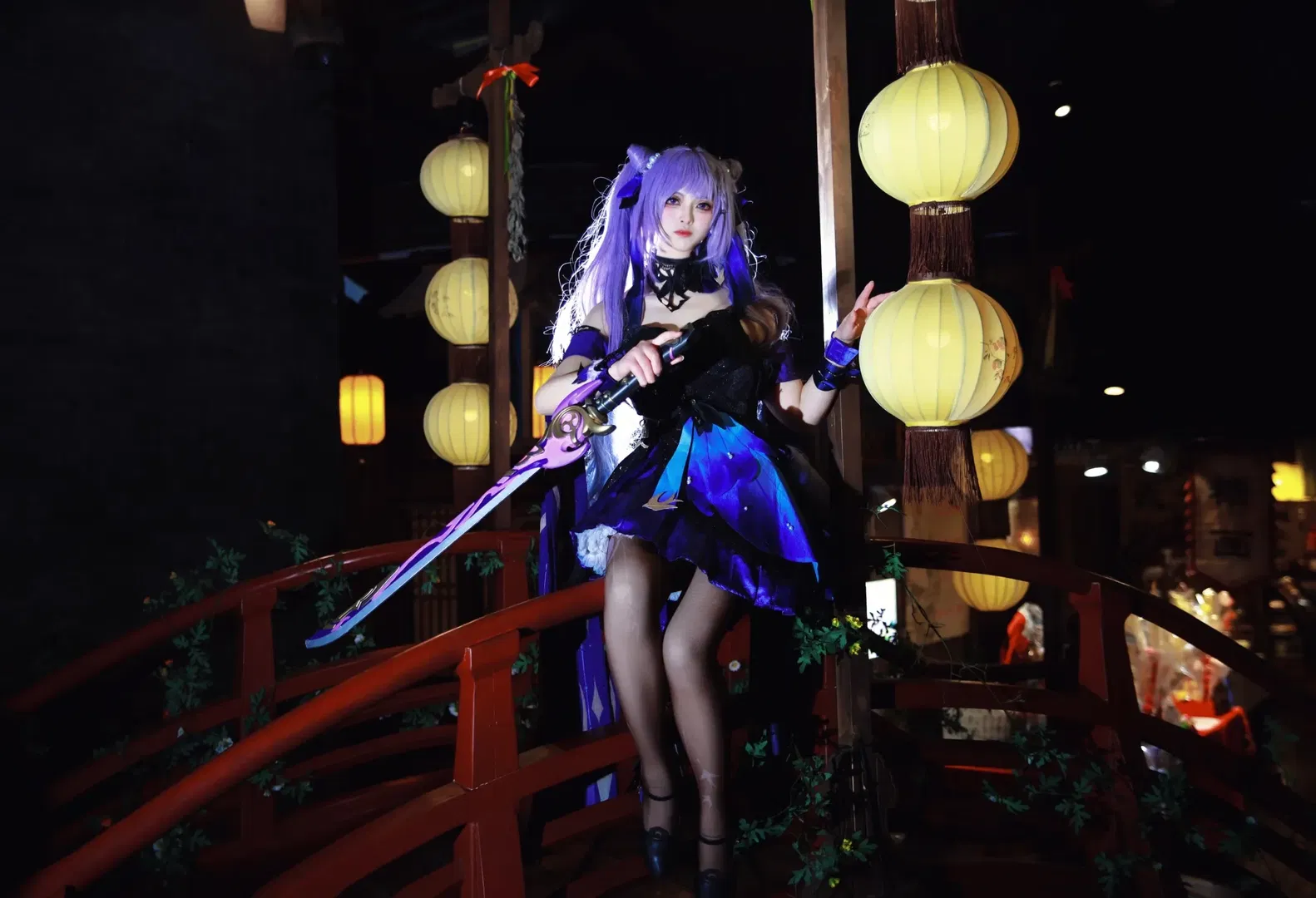 【刻晴cos】原神海灯节夜景，红桥之上的雷光 - 第 2 张