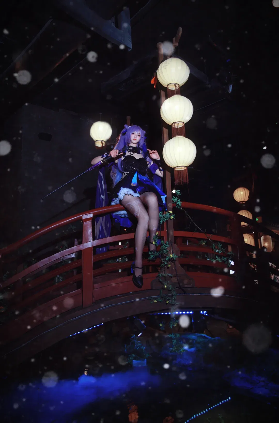 【刻晴cos】原神海灯节夜景，红桥之上的雷光 - 第 3 张