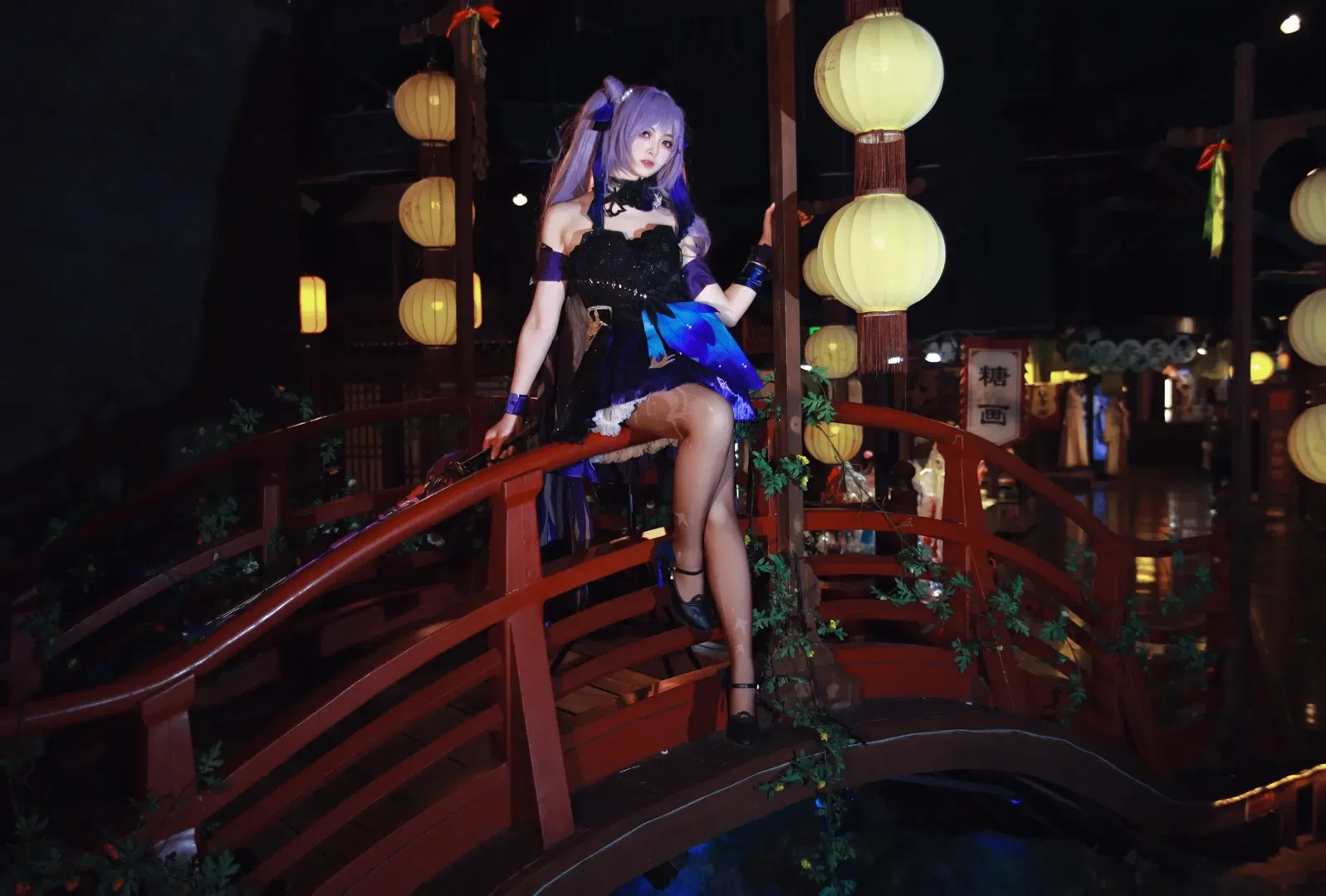 【刻晴cos】原神海灯节夜景，红桥之上的雷光 - 第 6 张