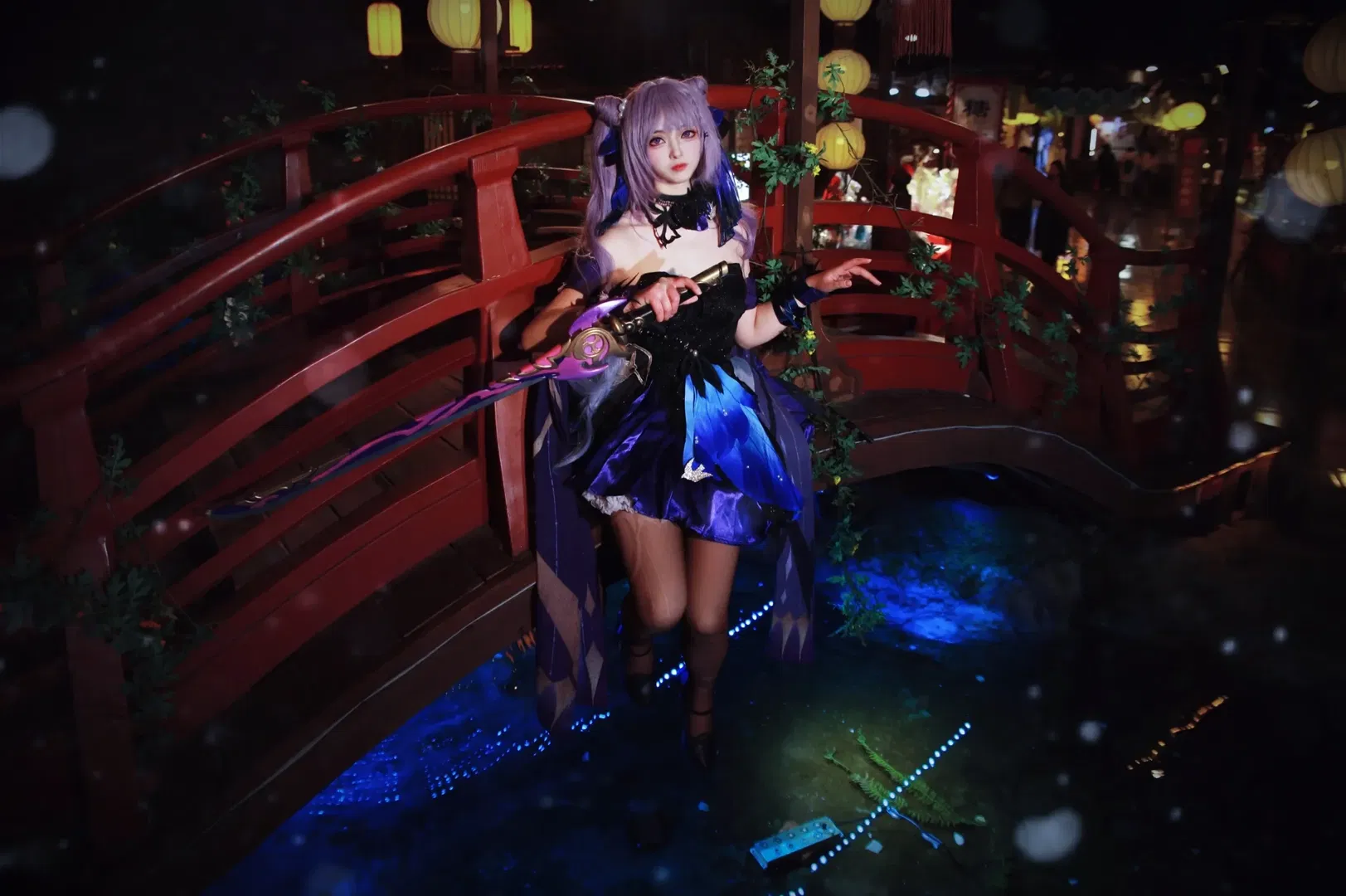 【刻晴cos】原神海灯节夜景，红桥之上的雷光 - 第 9 张