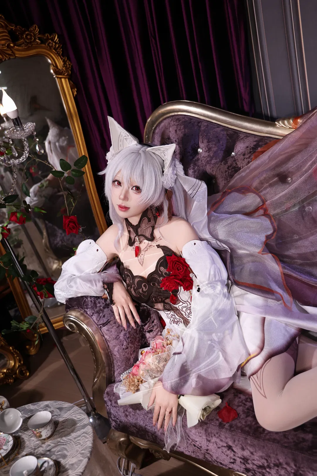 【大月下cos】崩坏3十周年的花嫁，红玫瑰与白丝绒的浪漫 - 第 4 张