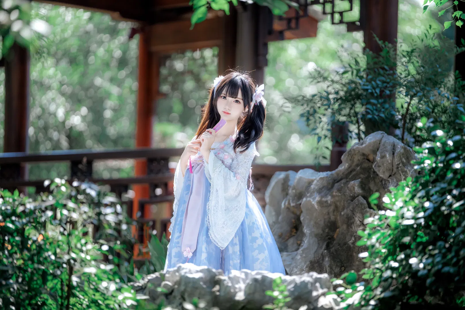 中式园林里的蓝风铃，这套中华风Lolita太出片了 - 第 2 张