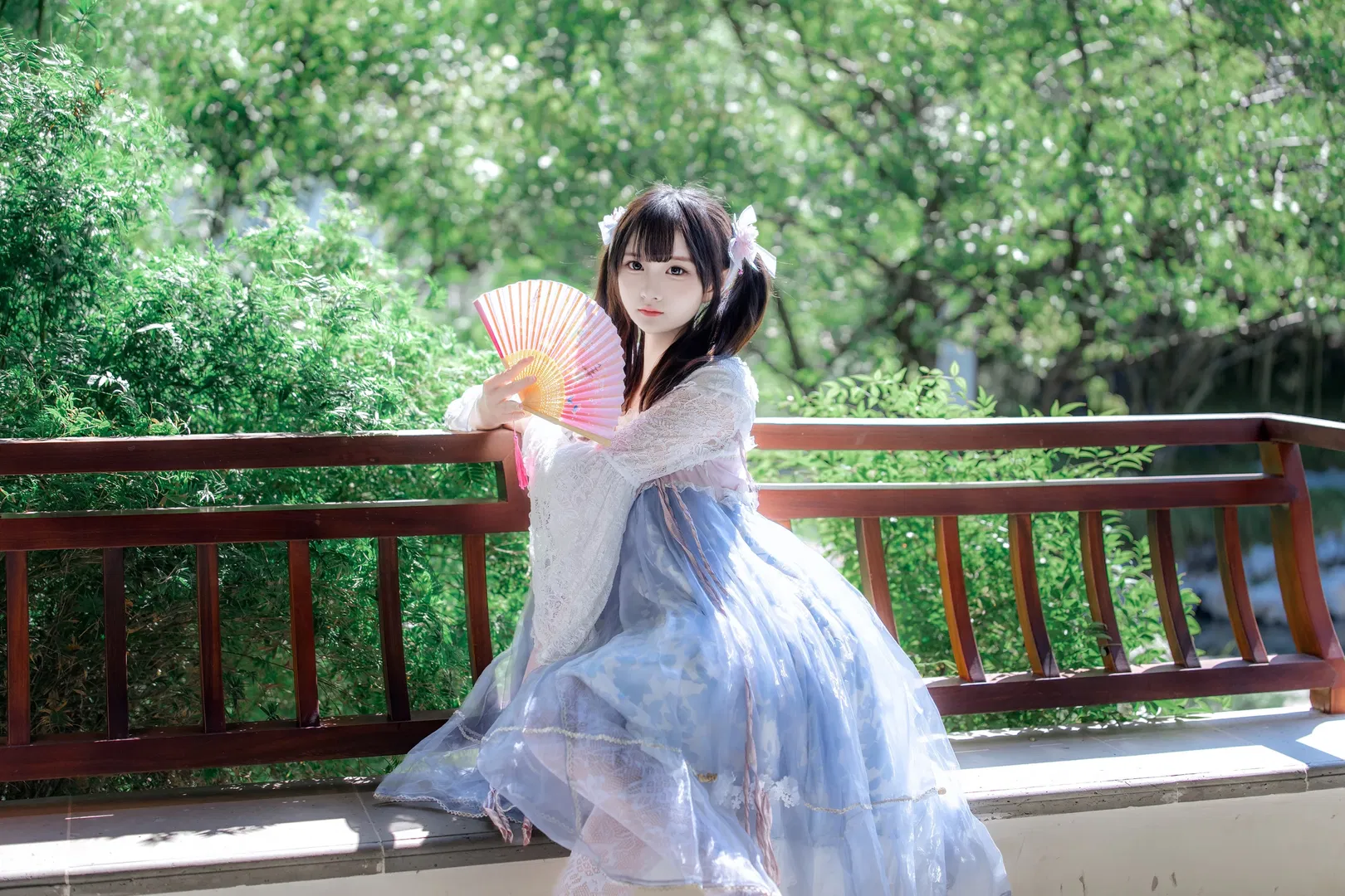 中式园林里的蓝风铃，这套中华风Lolita太出片了 - 第 7 张
