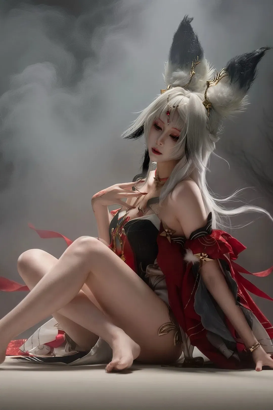 【心月狐cos】鸣潮暗雾红黑狐影，极致的冷艳神秘感 - 第 2 张