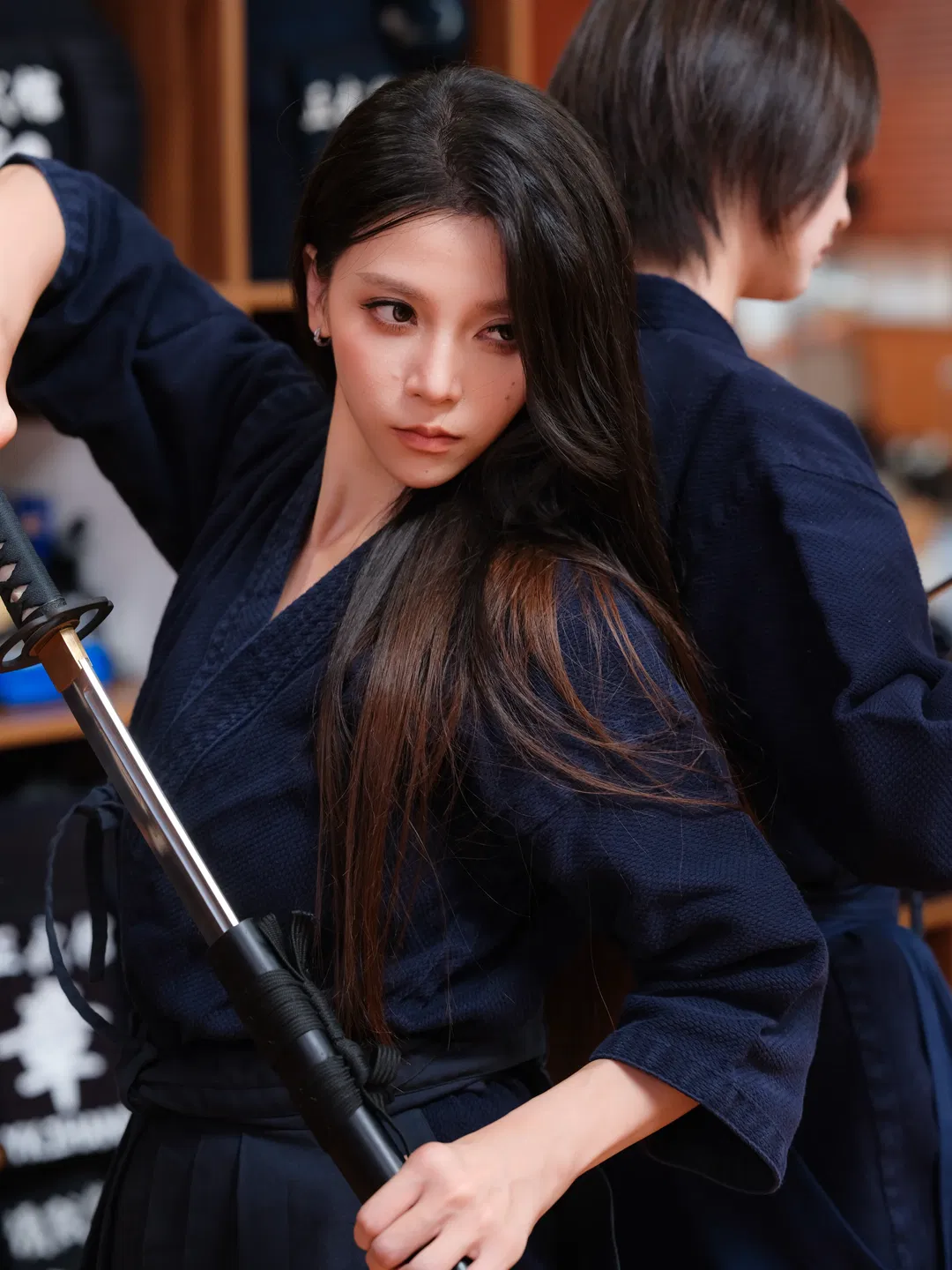 深蓝剑道服与武士刀的碰撞，记录道场里的双人氛围感 - 第 5 张