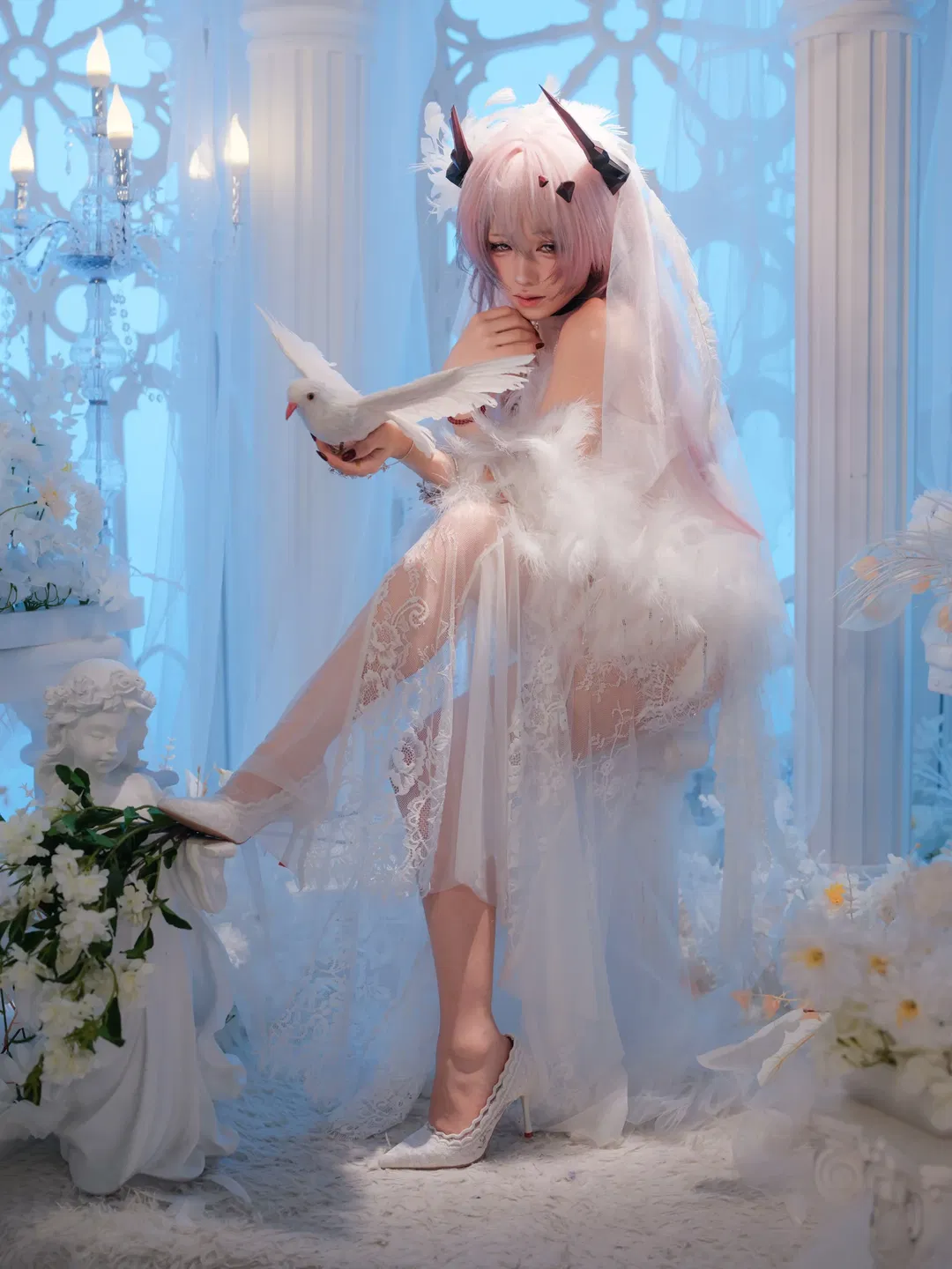 【特蕾西娅cos】明日方舟纯白羽翼婚纱造型 - 第 1 张
