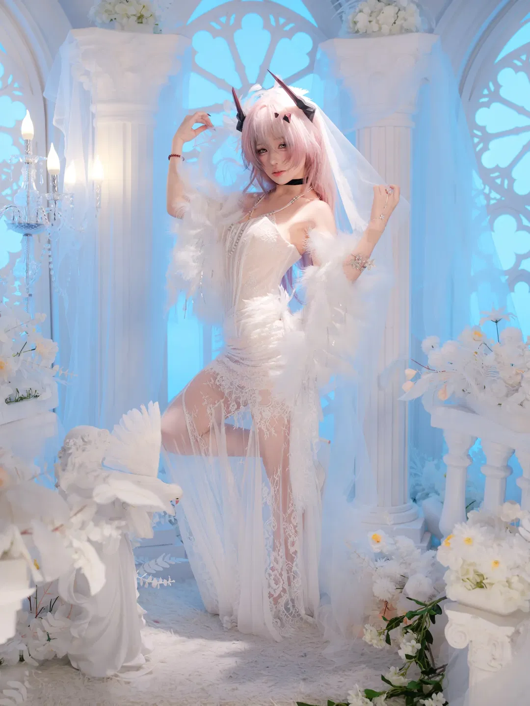 【特蕾西娅cos】明日方舟纯白羽翼婚纱造型 - 第 6 张