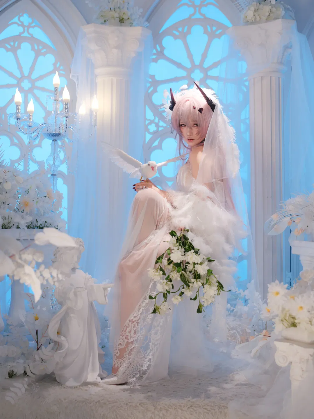 【特蕾西娅cos】明日方舟纯白羽翼婚纱造型 - 第 8 张
