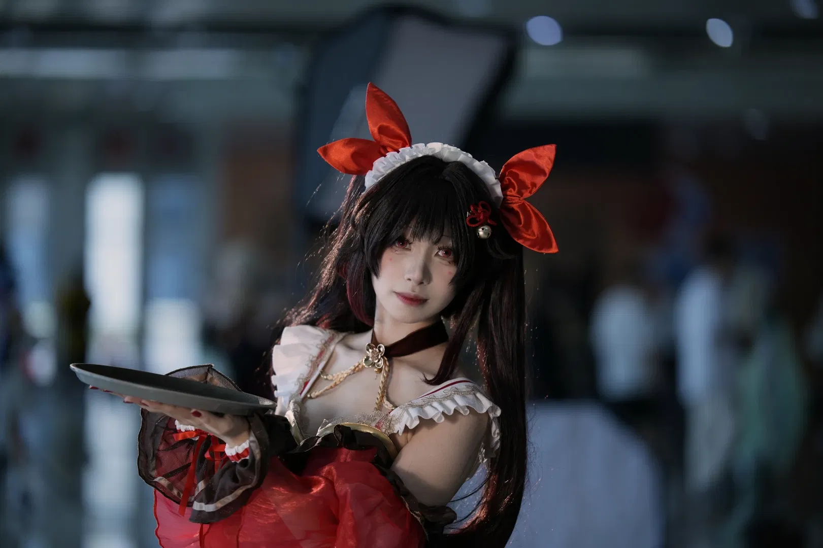 【花火cos】漫展上的红黑和风女仆造型 - 第 5 张