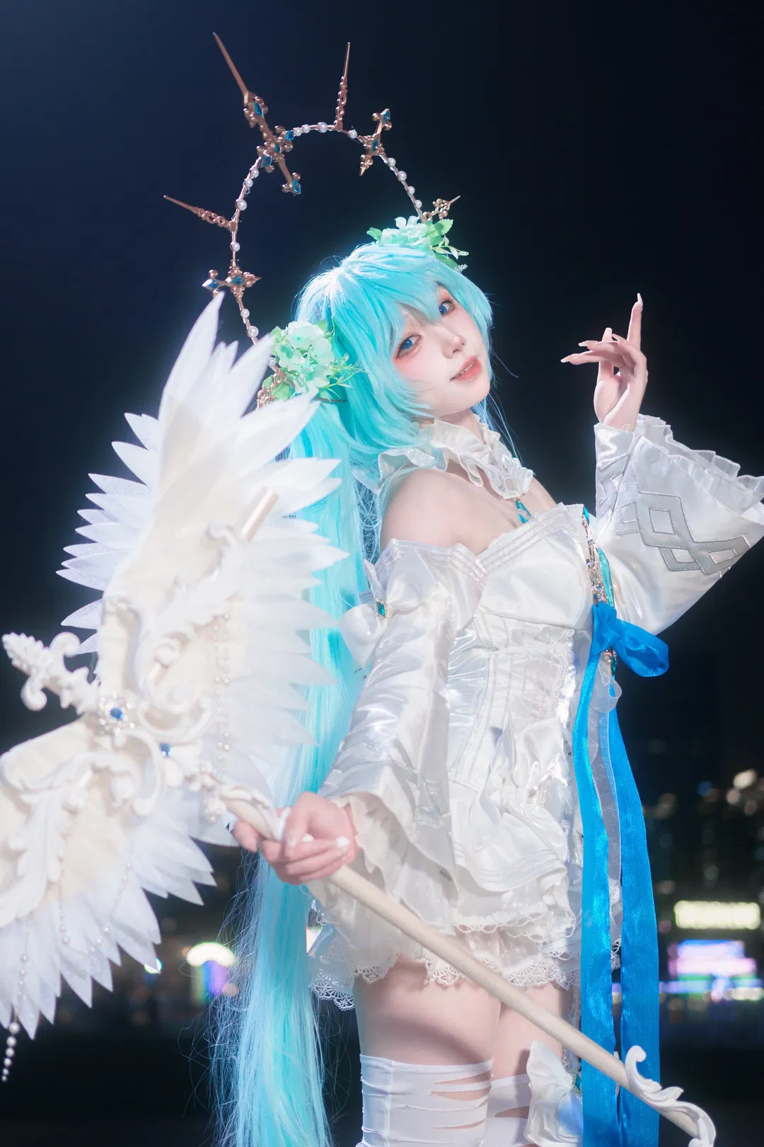 【初音未来cos】天使造型夜景正片拍摄存档 - 第 6 张
