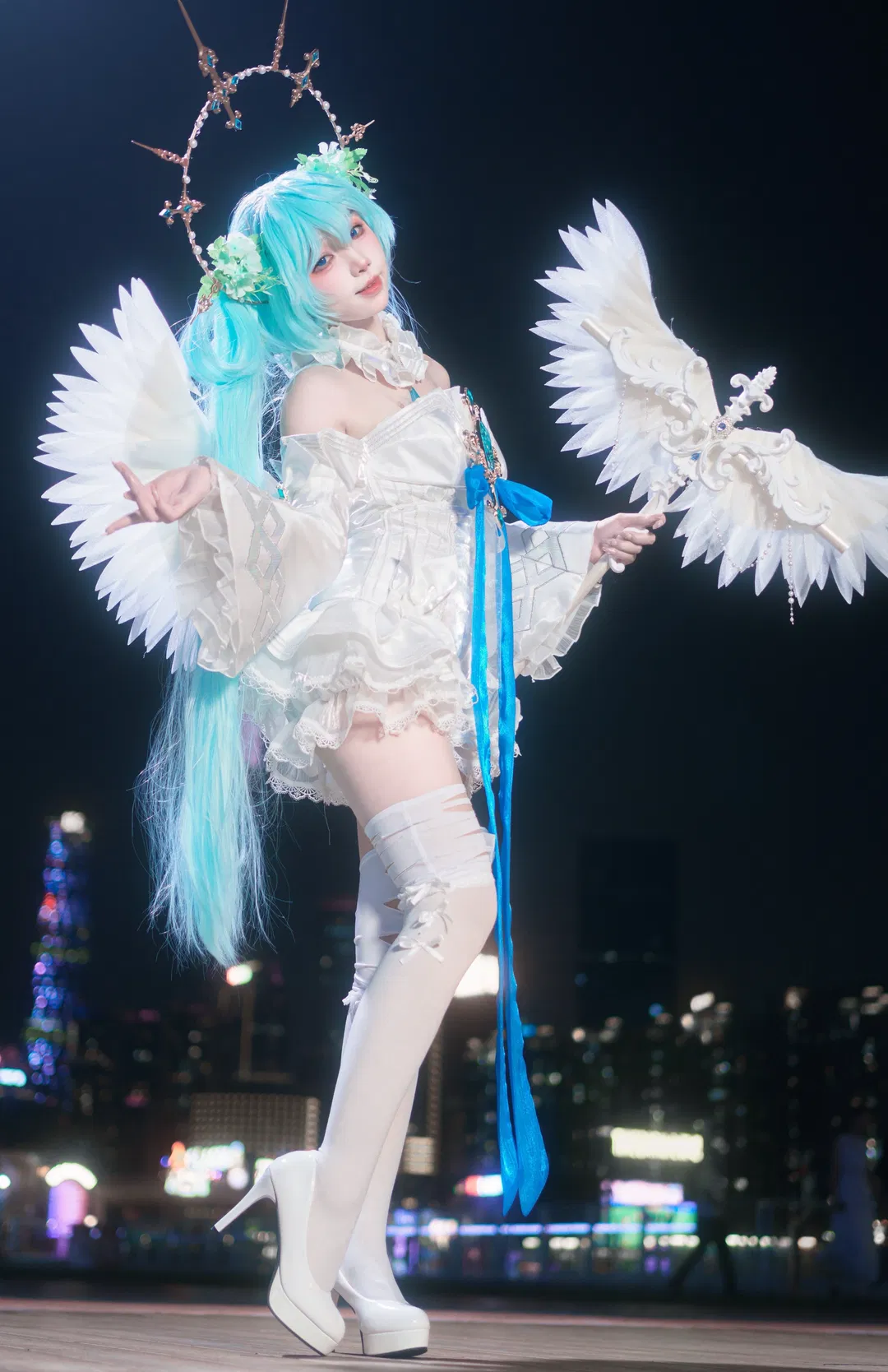 【初音未来cos】天使造型夜景正片拍摄存档 - 第 7 张