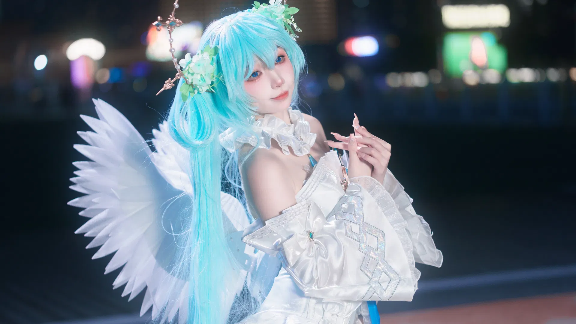 【初音未来cos】天使造型夜景正片拍摄存档 - 第 9 张
