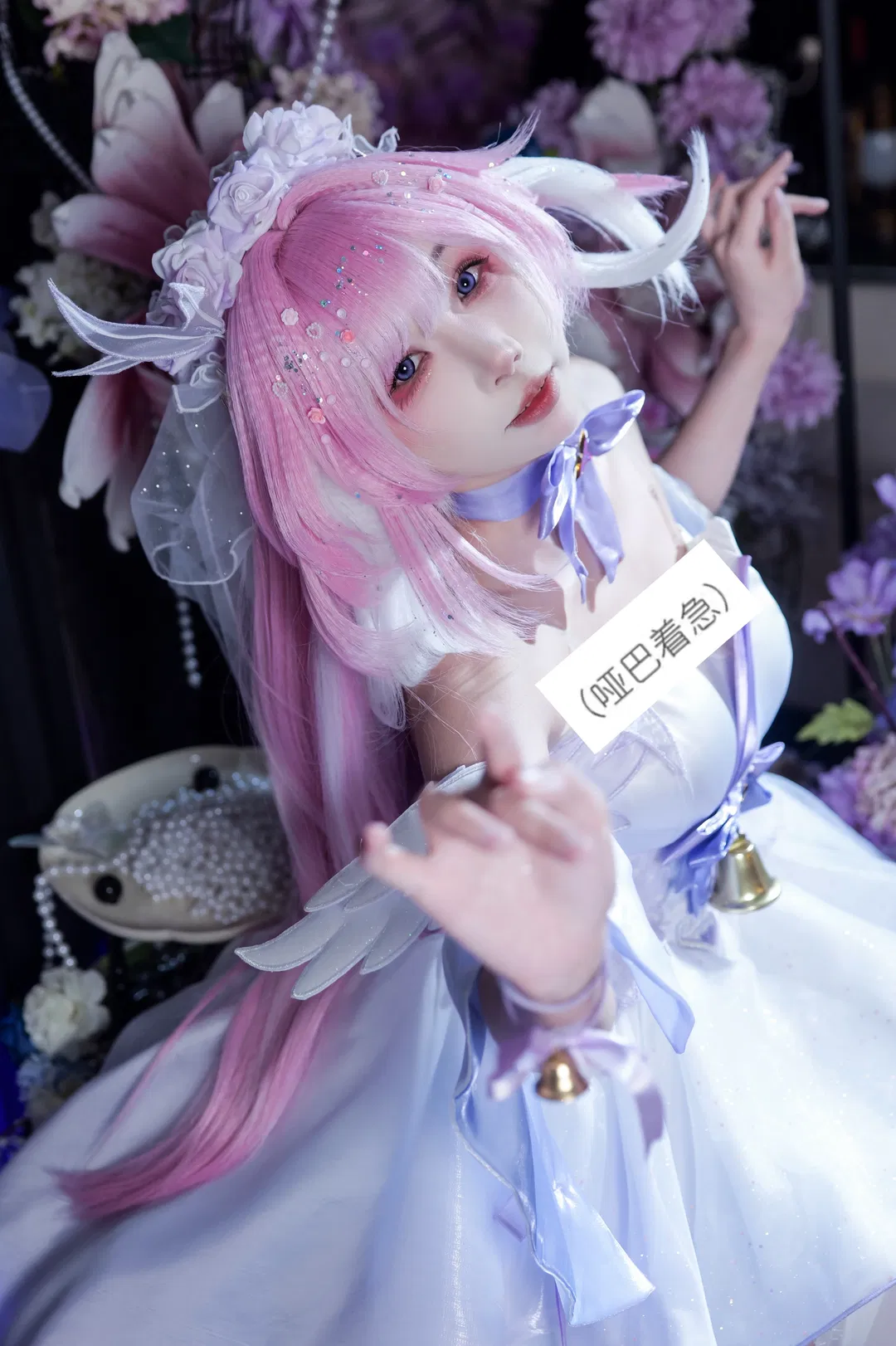 【爱莉希雅cos】崩坏3花间颂歌花嫁造型的笼中梦幻拍摄 - 第 1 张