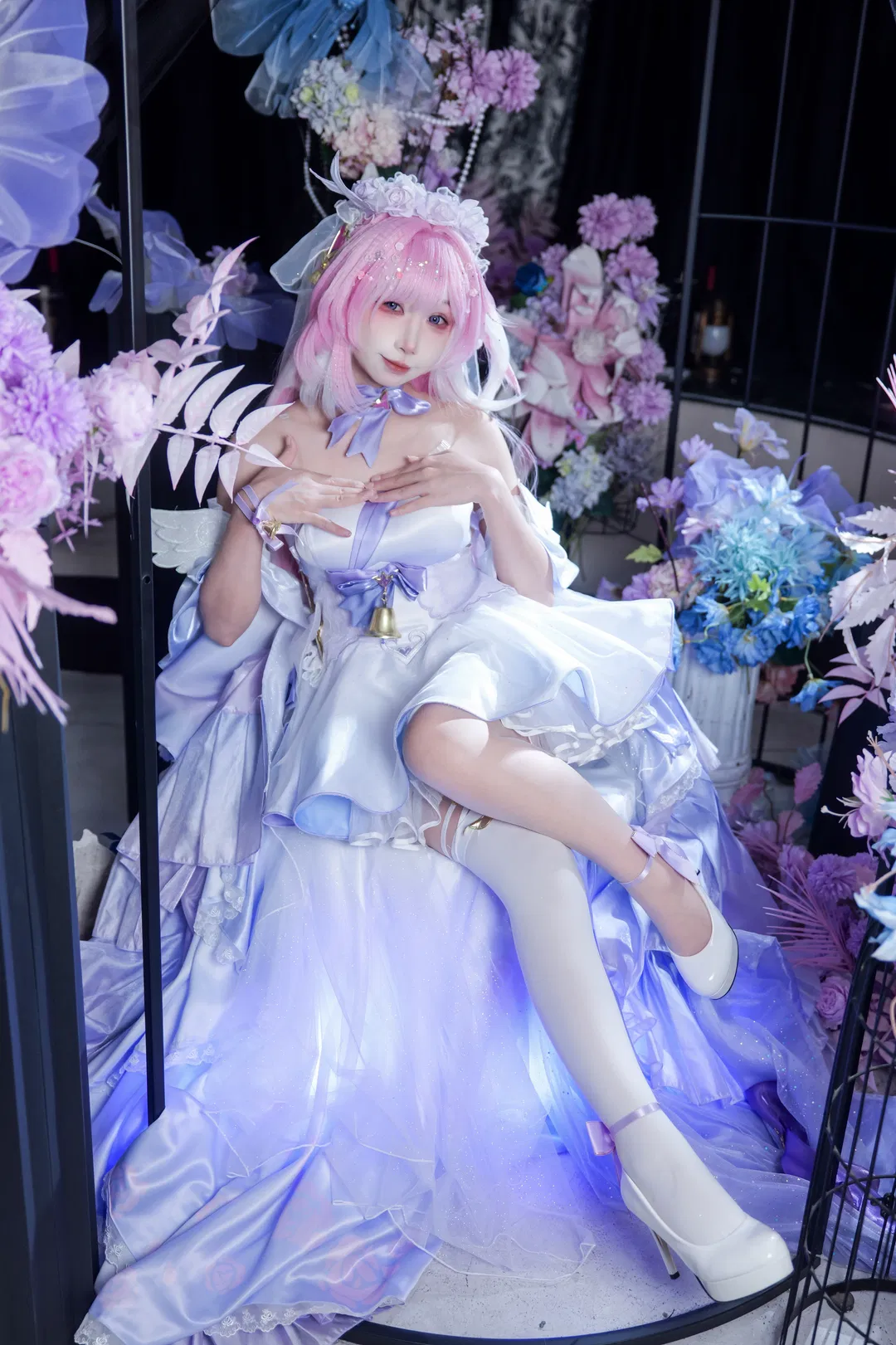 【爱莉希雅cos】崩坏3花间颂歌花嫁造型的笼中梦幻拍摄 - 第 2 张