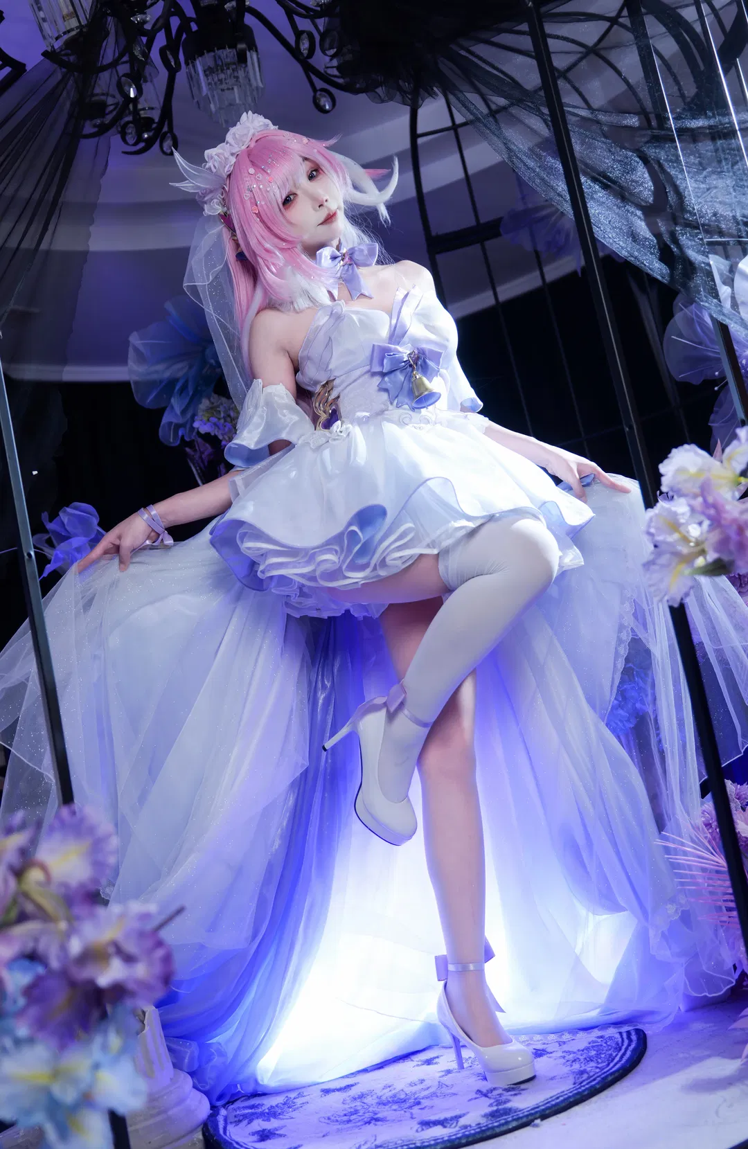 【爱莉希雅cos】崩坏3花间颂歌花嫁造型的笼中梦幻拍摄 - 第 8 张