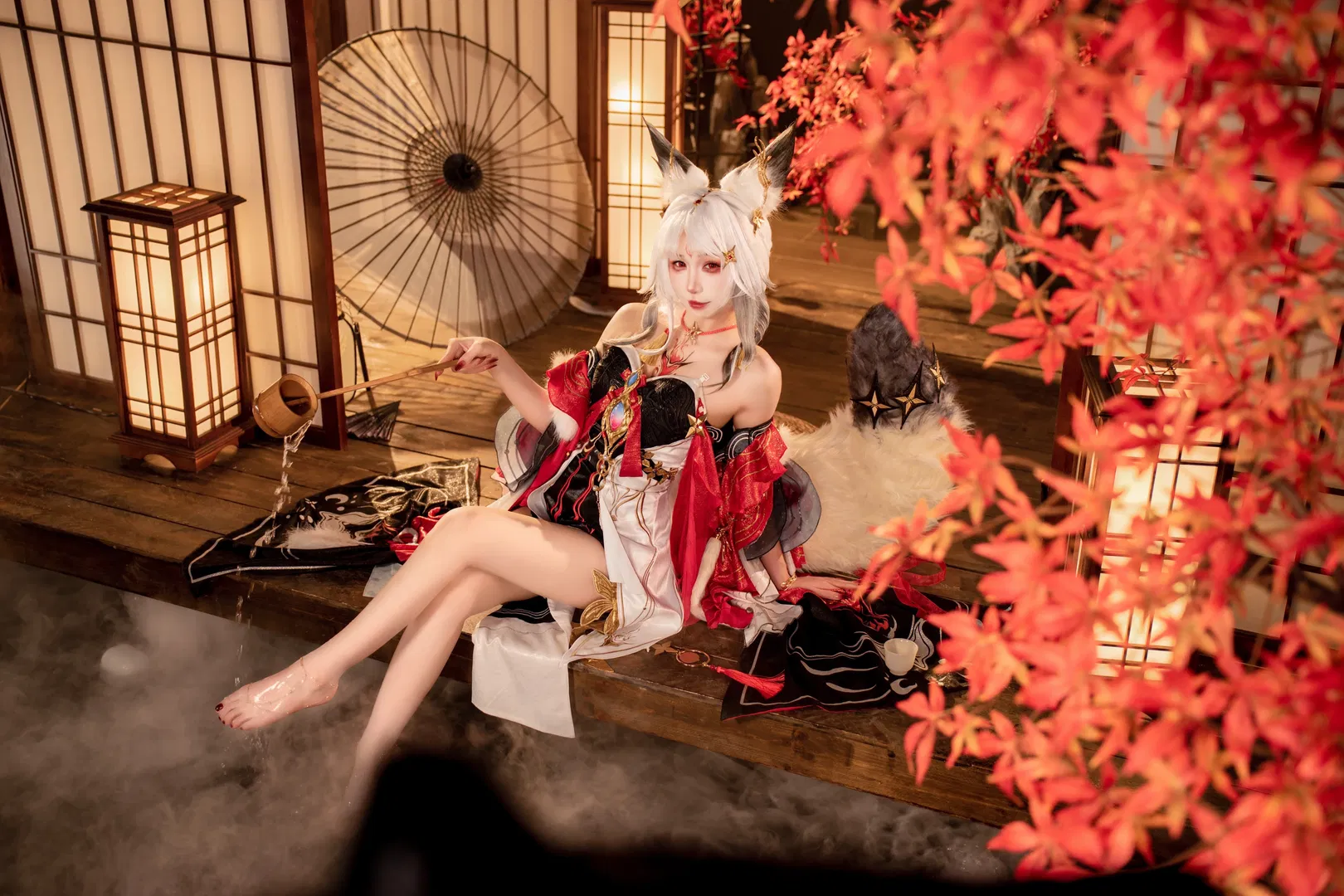 【心月狐cos】鸣潮和风月夜下的狐妖姿态与拍照分享 - 第 3 张