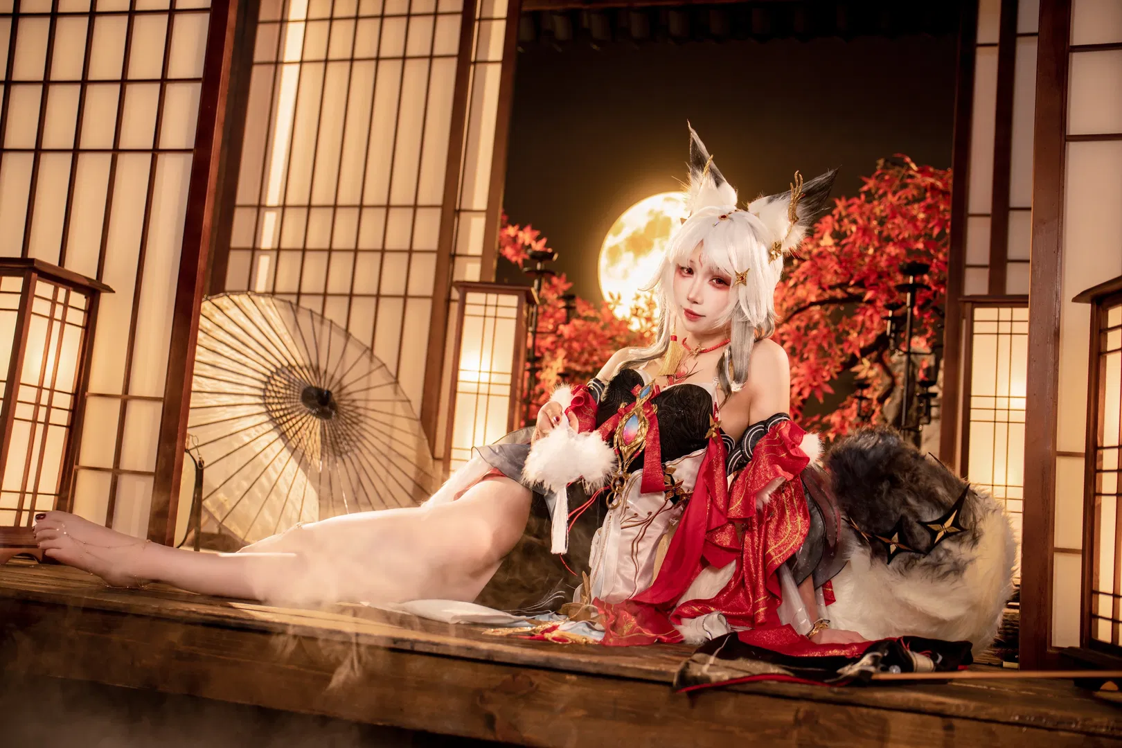 【心月狐cos】鸣潮和风月夜下的狐妖姿态与拍照分享 - 第 7 张