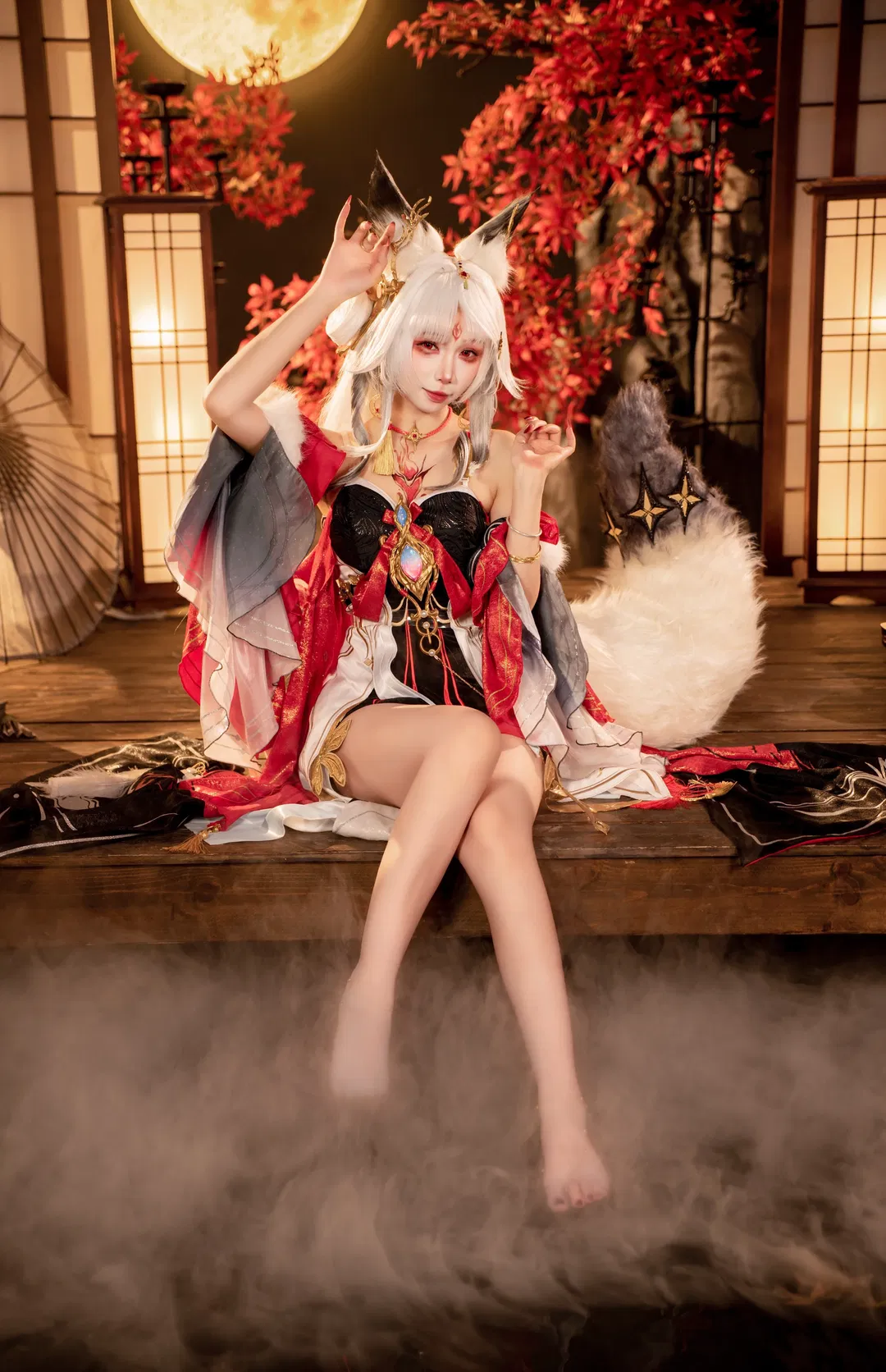 【心月狐cos】鸣潮和风月夜下的狐妖姿态与拍照分享 - 第 9 张