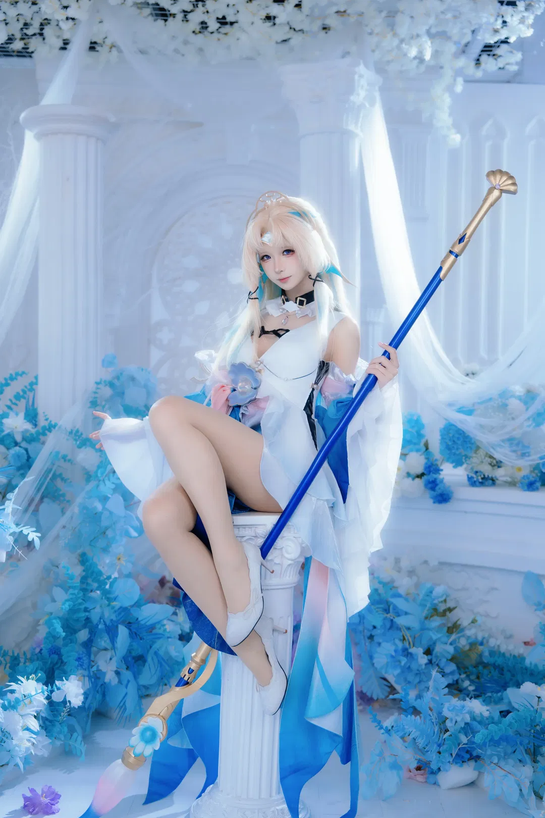 【真珠cos】崩坏星穹铁道 蓝白花海里的清冷圣洁感 - 第 6 张