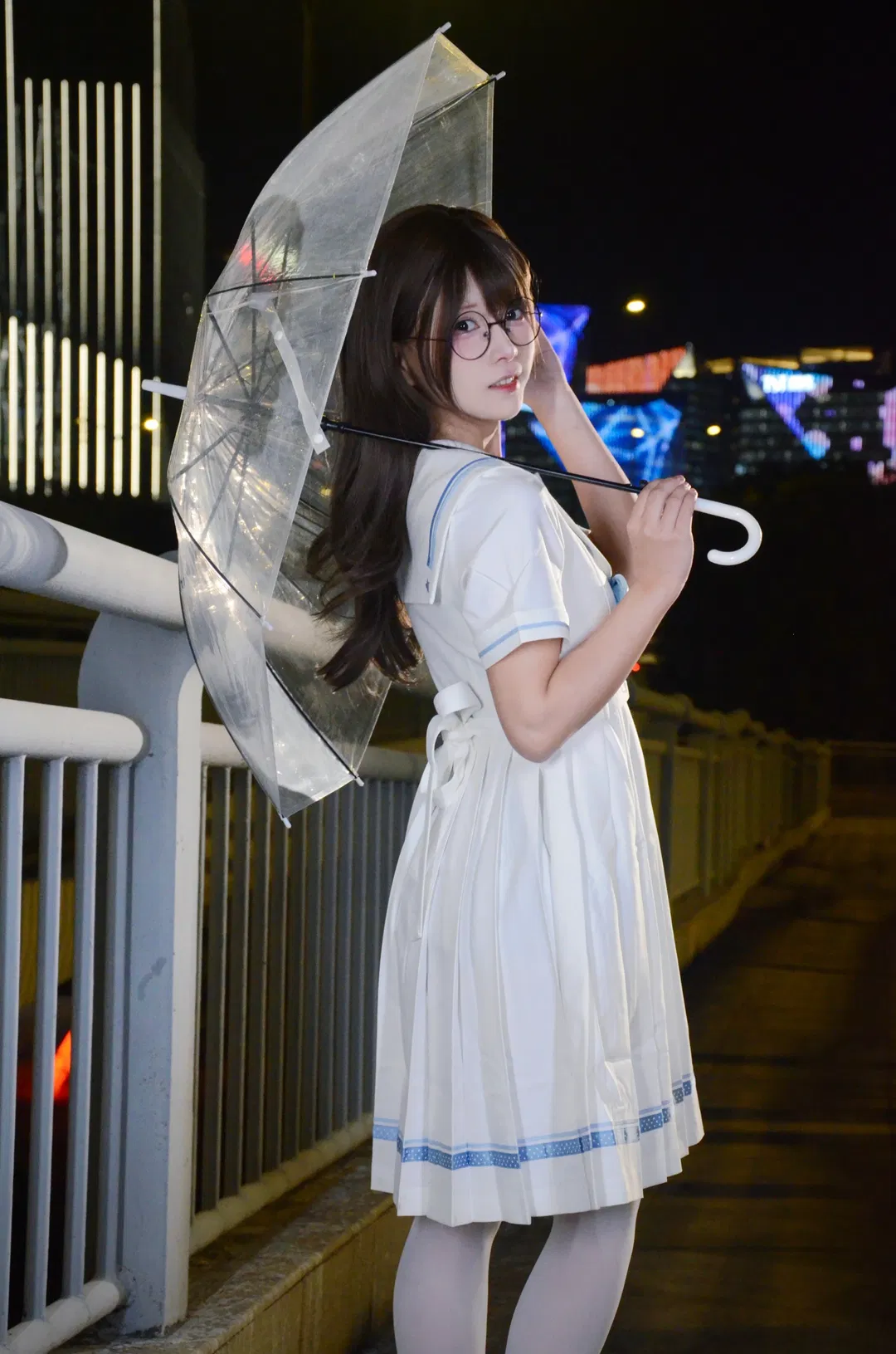 耀龙路桥夜景JK写真 - 第 4 张