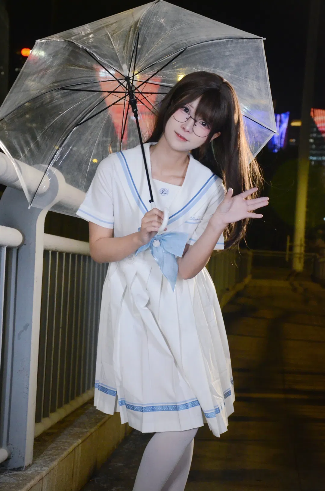 耀龙路桥夜景JK写真 - 第 5 张
