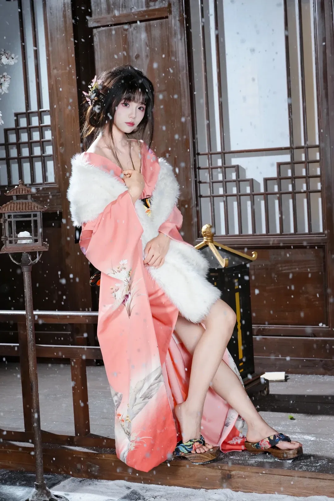 粉衣木屐雪中獨行，這套和風古裝寫真的清冷感拉滿 - 第 5 張