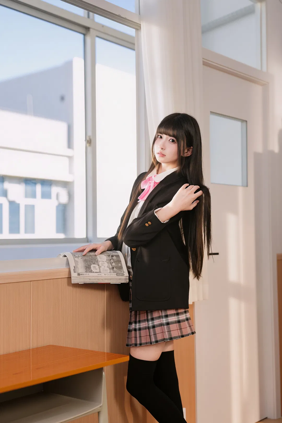 光影里的教室日常，这套JK制服真的好拍 - 第 13 张