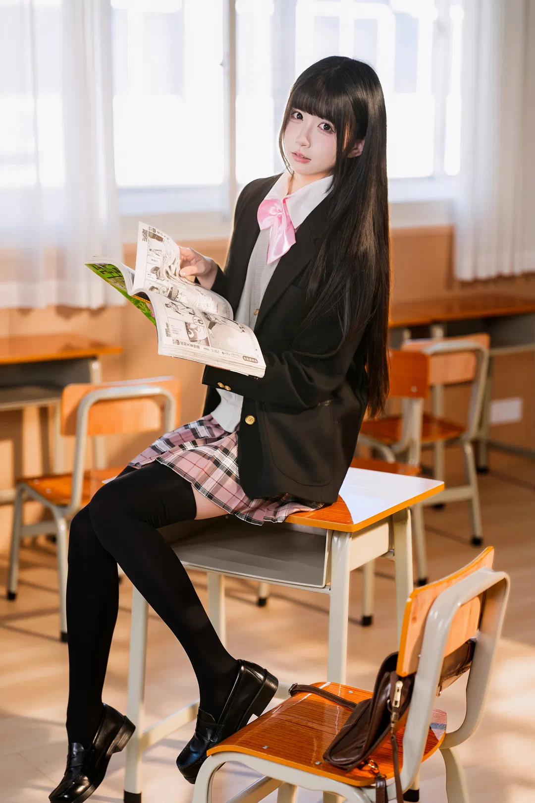 光影里的教室日常，这套JK制服真的好拍 - 第 9 张
