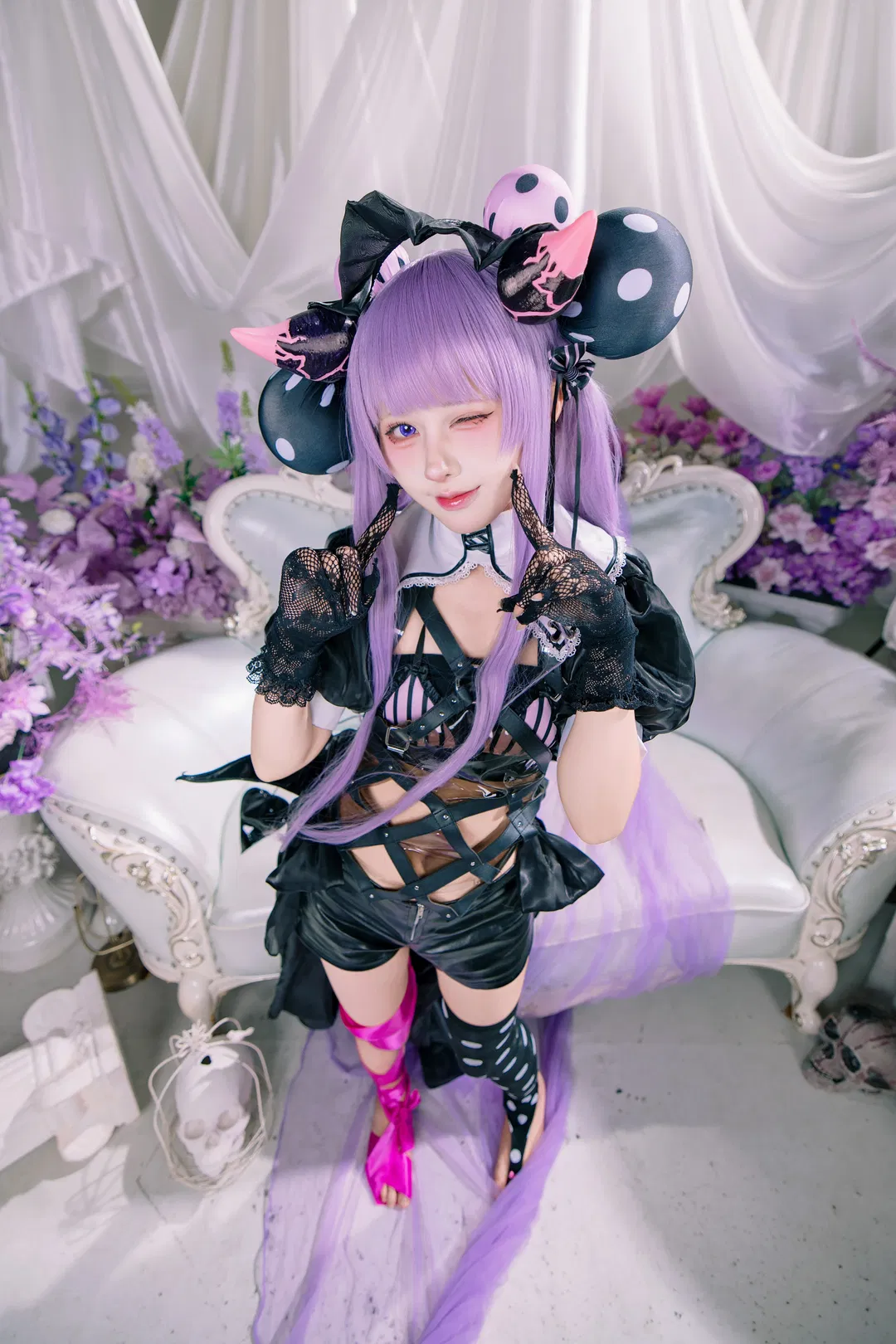 【黛博拉cos】暗黑哥特风与黑白波点丝袜的碰撞 - 第 1 张