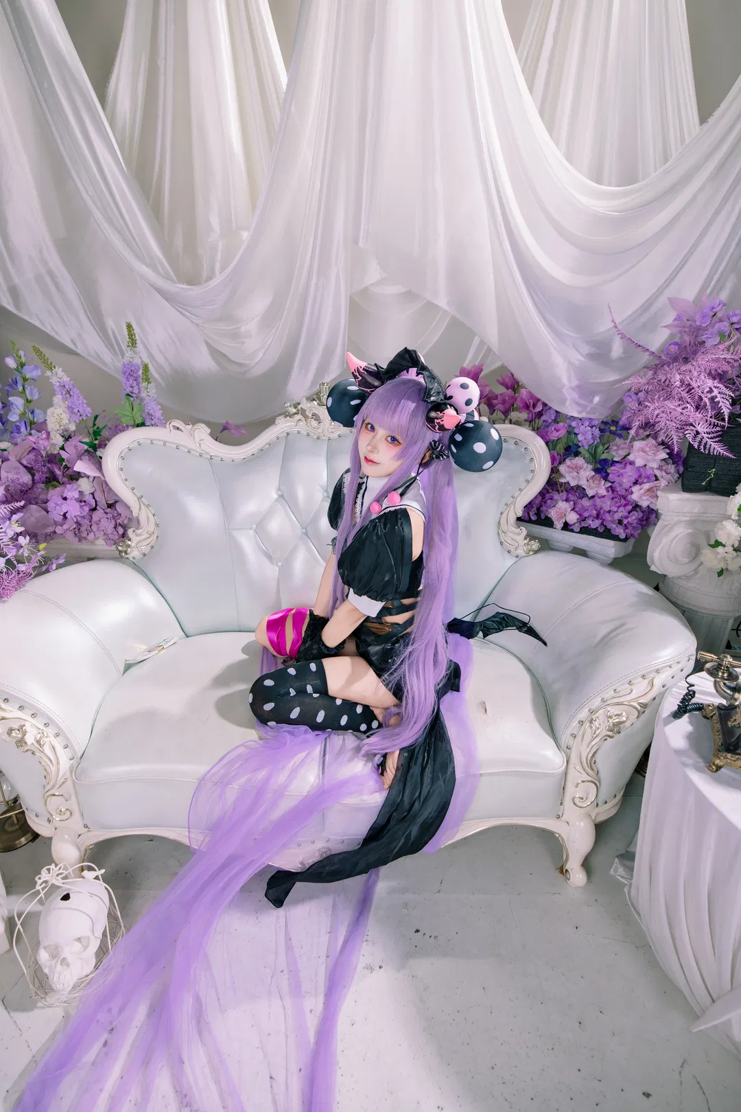【黛博拉cos】暗黑哥特风与黑白波点丝袜的碰撞 - 第 10 张