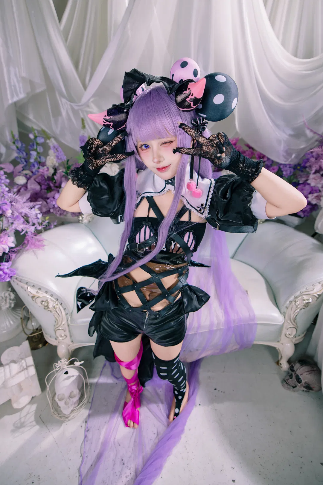【黛博拉cos】暗黑哥特风与黑白波点丝袜的碰撞 - 第 2 张