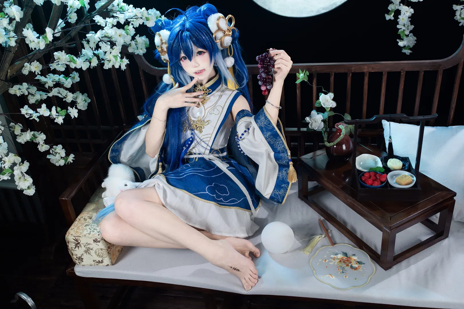 【尤诺cos】鸣潮古风棚拍，月下的悠闲时光记录 - 第 3 张