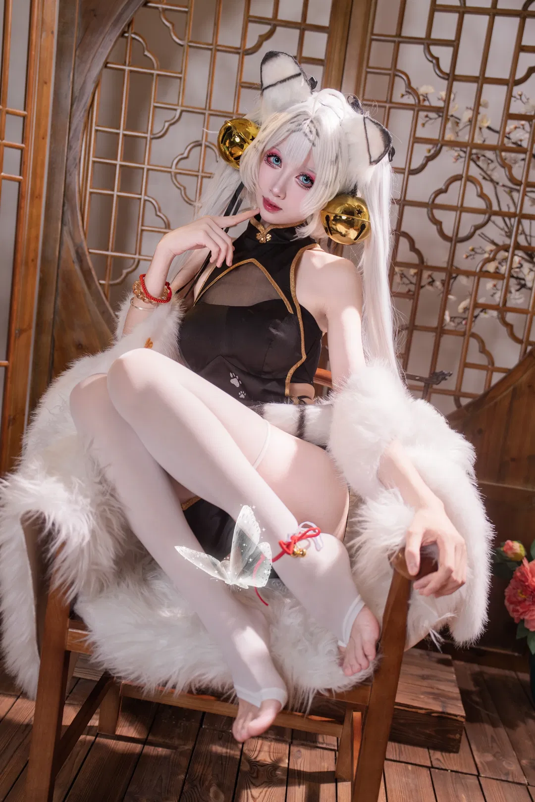白虎娘cos 国风兽耳与改良旗袍的碰撞 - 第 1 张