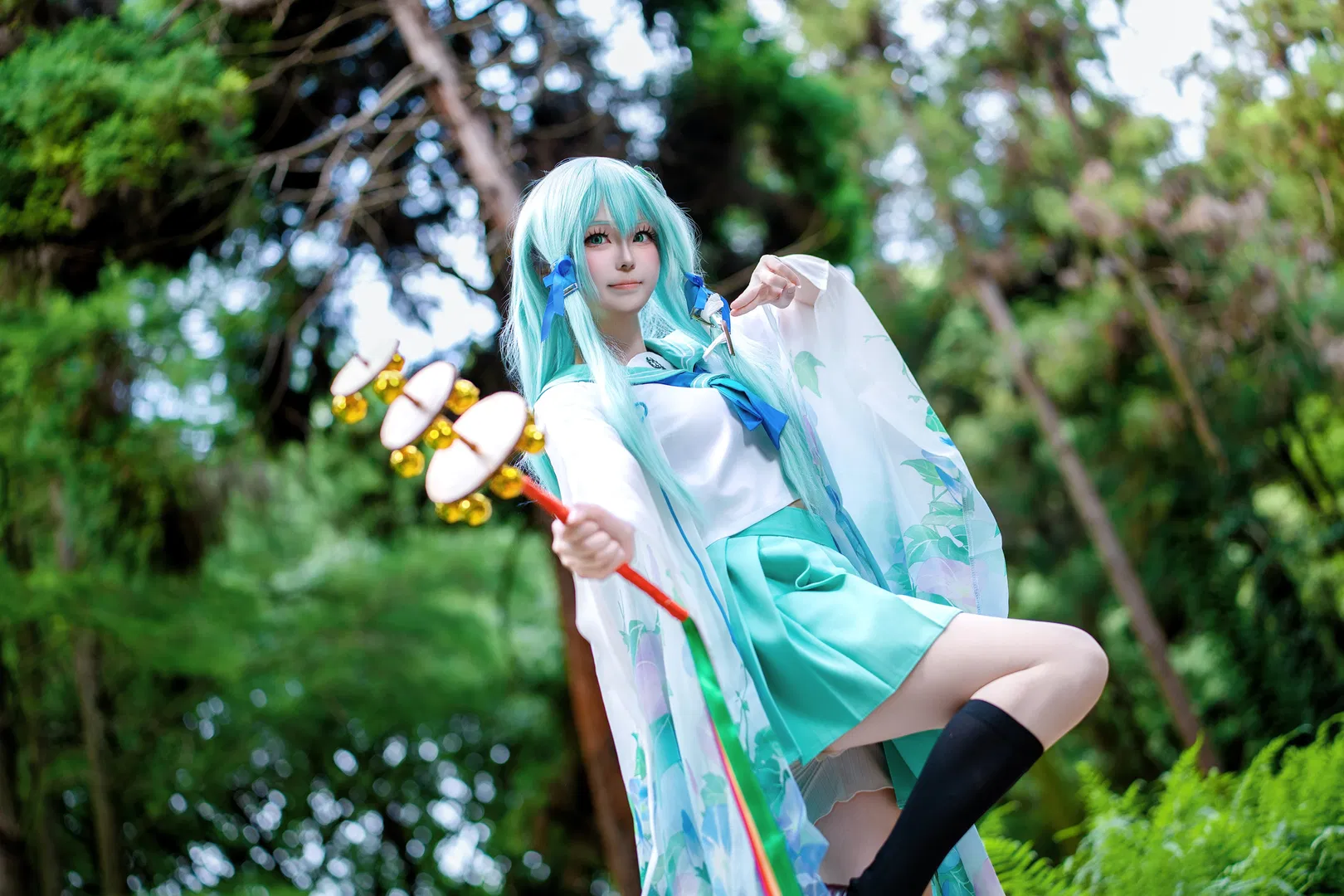 【东风谷早苗cos】在东方Project的绿意林间，与微风撞个满怀 - 第 3 张